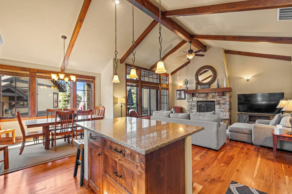 Kitchen island and dining area (upstairs)