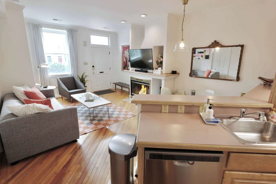 View of the living room from the entrance of the kitchen 