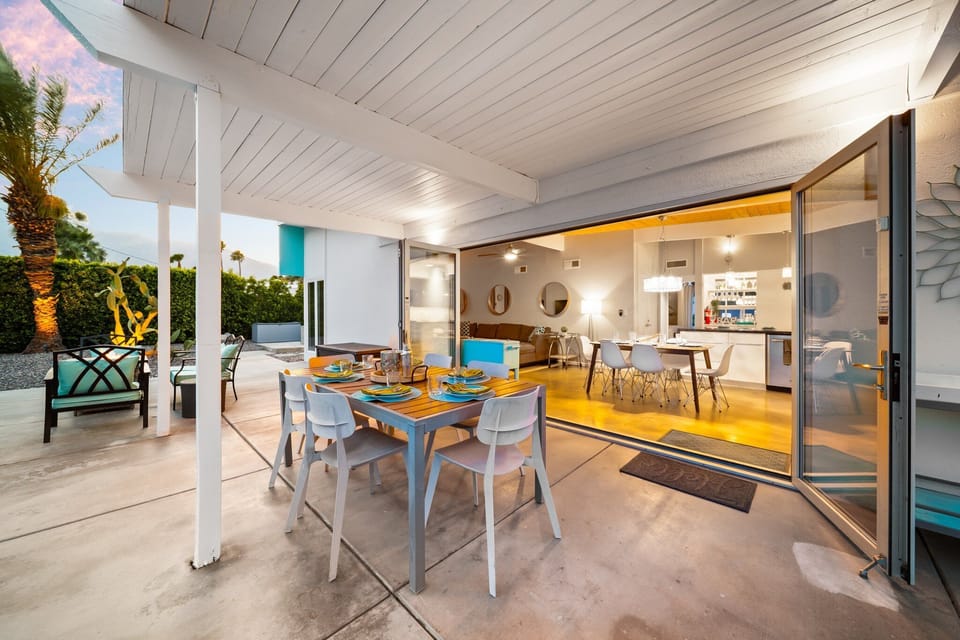 Dining for six conveniently set just outside the kitchen, making meals and entertaining effortless.
