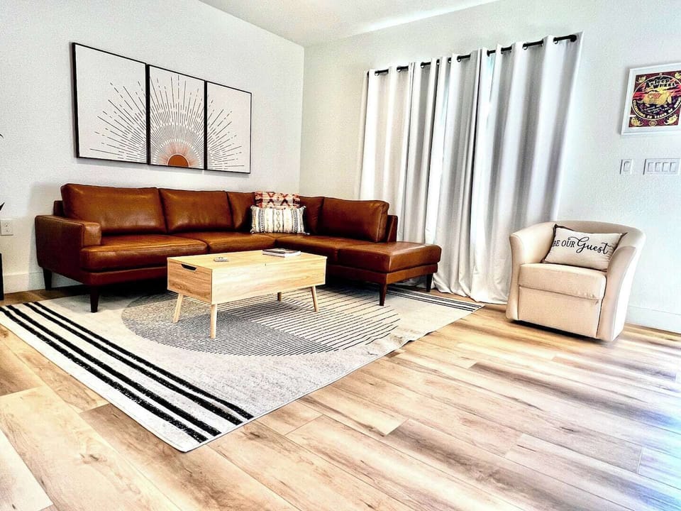 Spacious living room for lounging and conversation.

