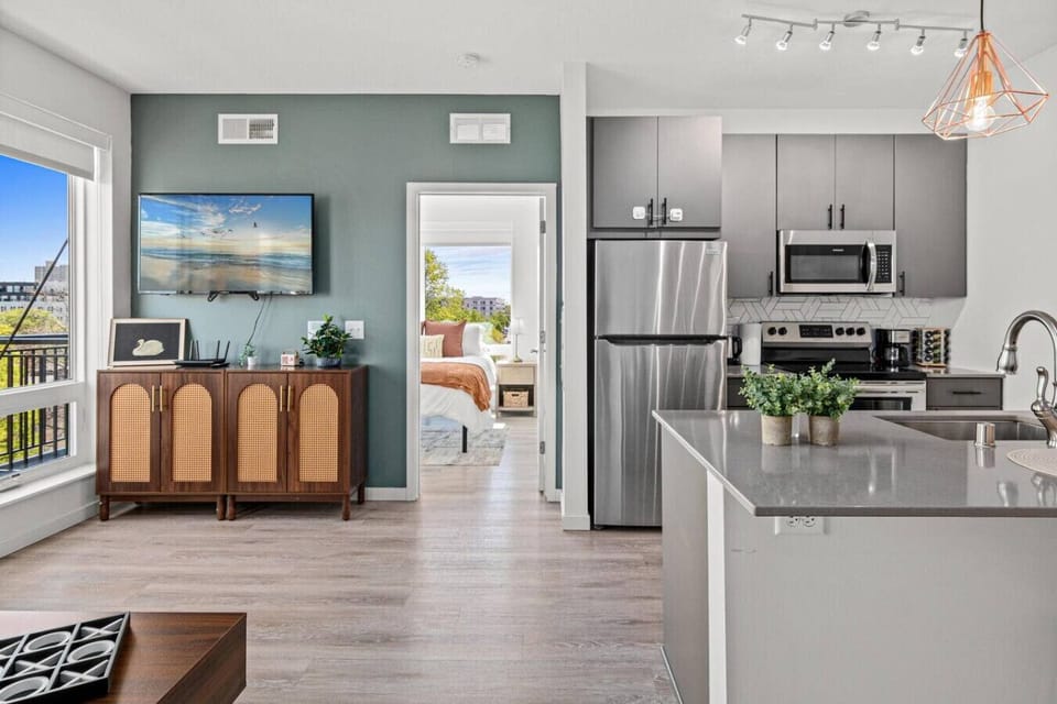 The kitchen invites you to experiment with new recipes, offering a stylish and practical space to cook and create.