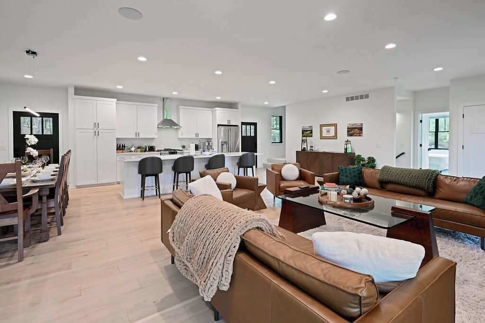 Expansive open-plan living area made for group gatherings