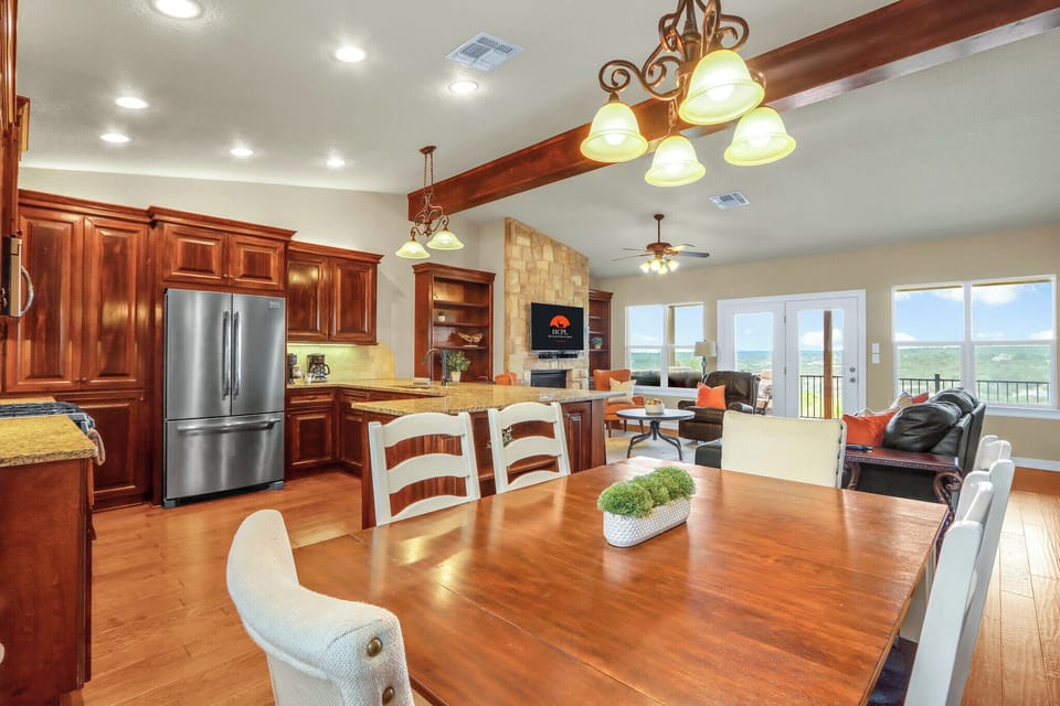 Dining is located behind the living room