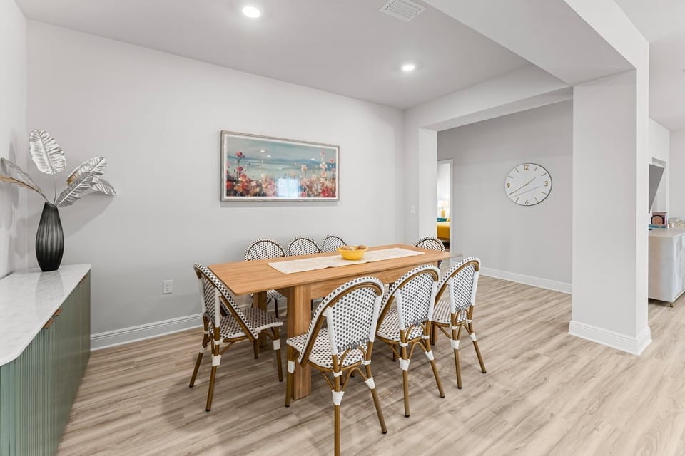 8 person dining table and buffet for extra space