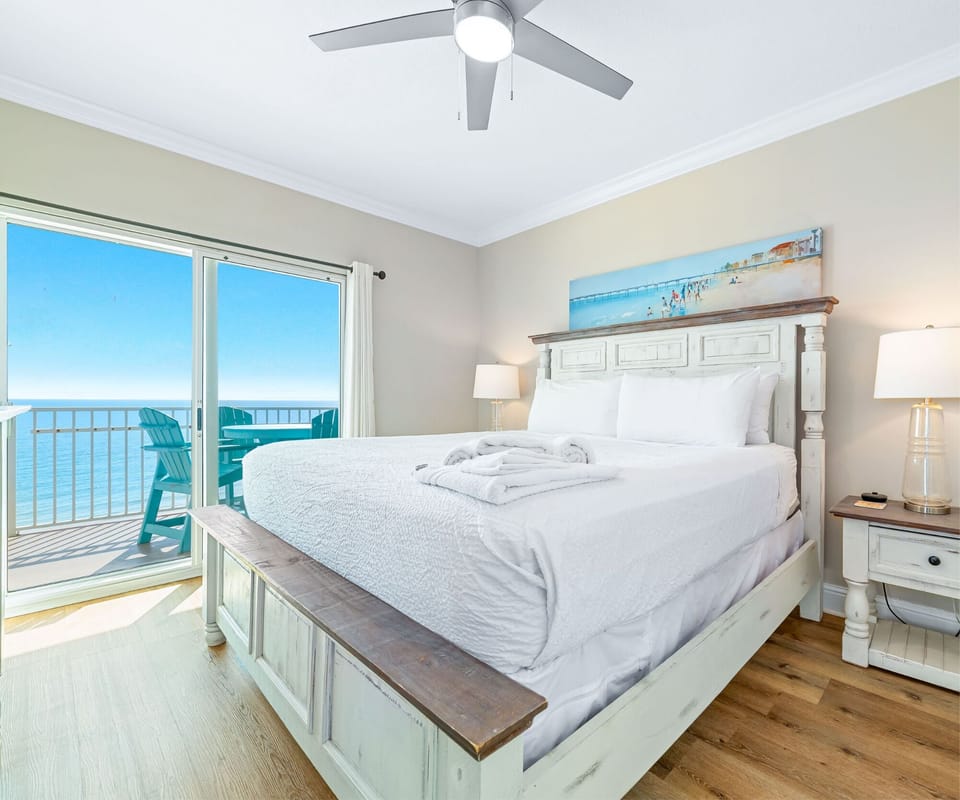 Gulf front master bedroom with balcony access