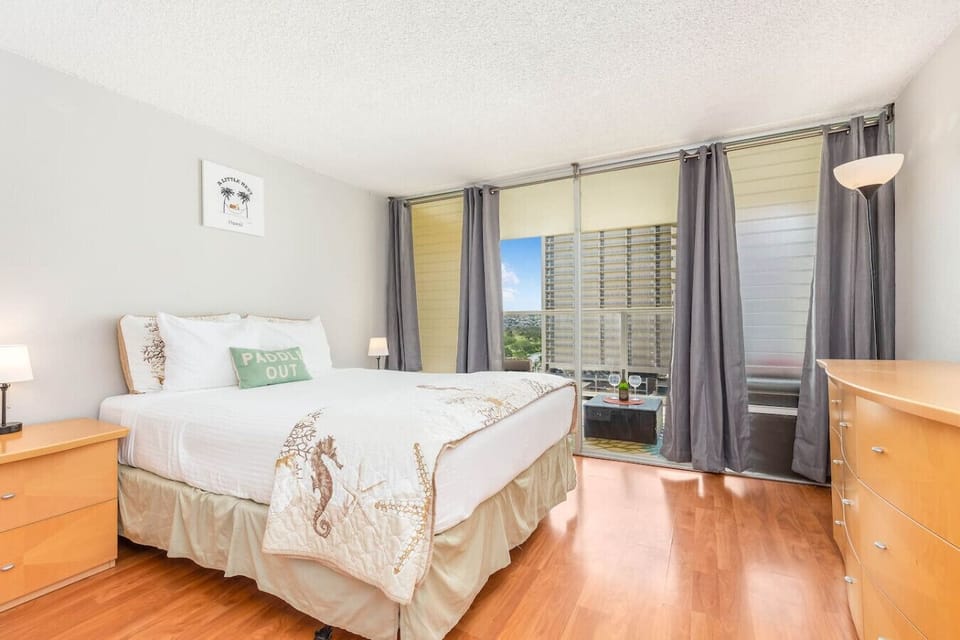 Big bed, big windows, and a peaceful vibe