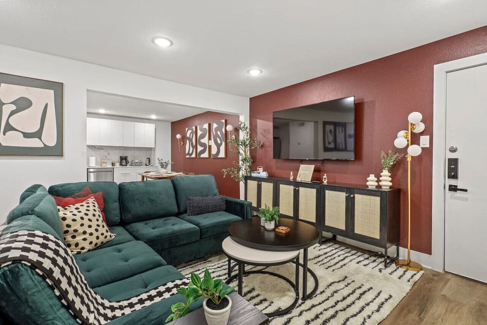 As you take a seat in the living room, the comfortable furniture and tasteful design make it easy to unwind.