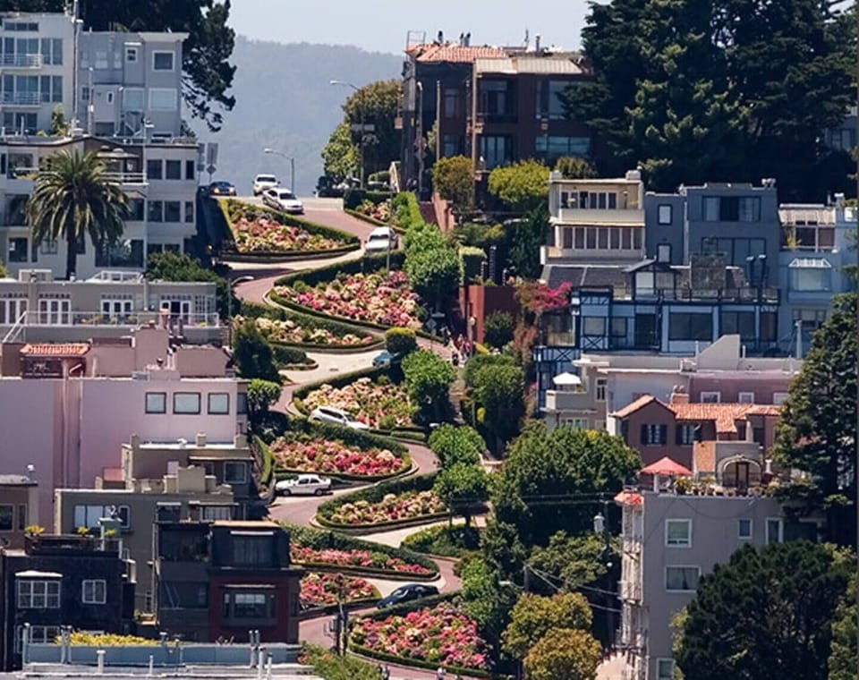 Lombard Street - the world's crookedest street is a 20 minute walk.