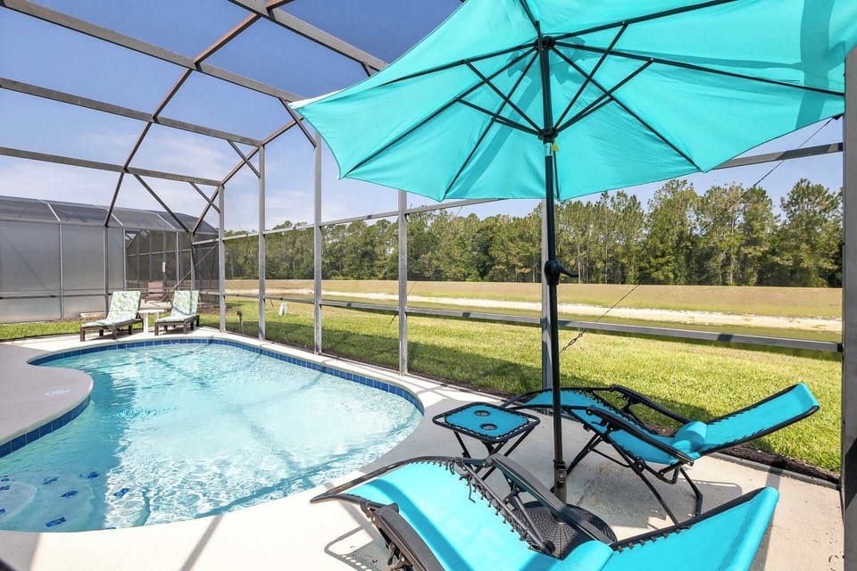 Private pool with outdoor seating