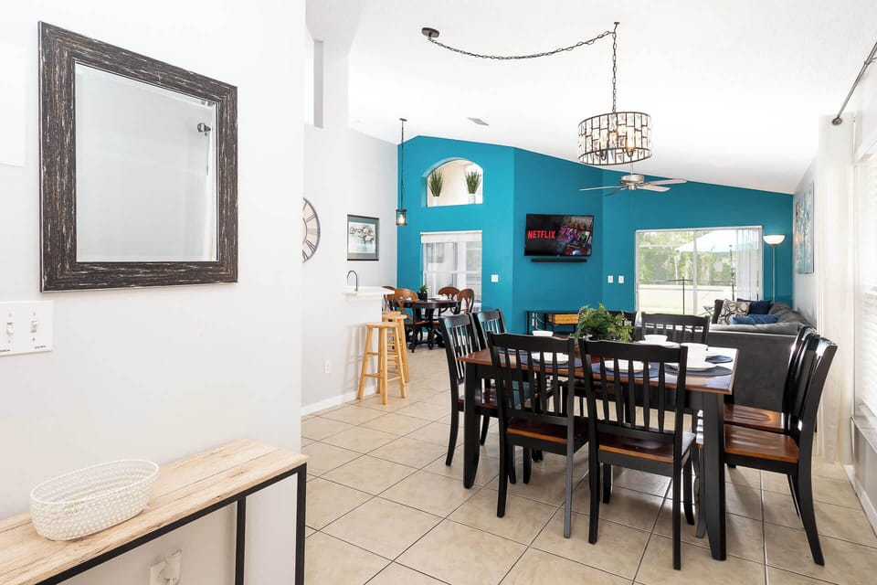 Formal dining table with seating for 8