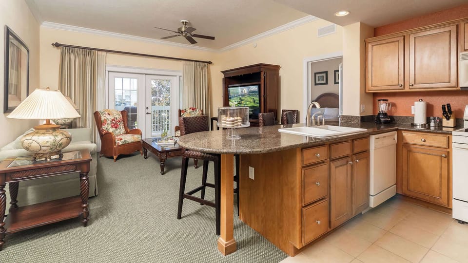 Additional bar stool seating around the counters