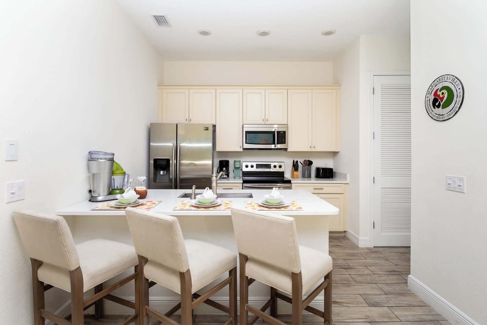 Sip morning coffee or grab a bite at the coastal counter, seating 3