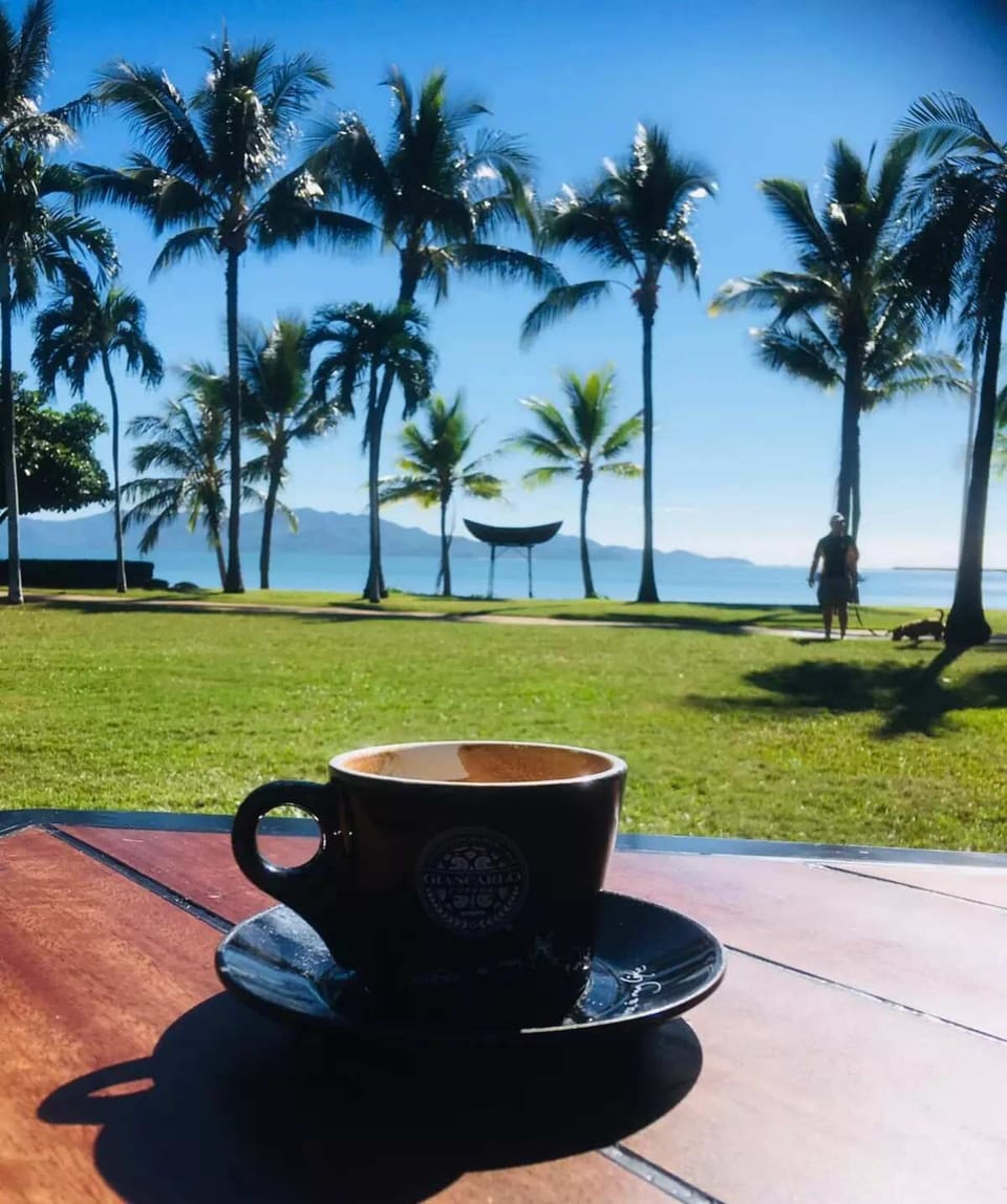 Morning coffee overlooking the Coral Sea along Townsville’s iconic Strand.