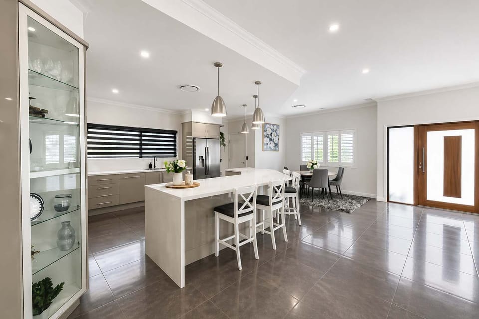 Modern kitchen with breakfast bar and appliances