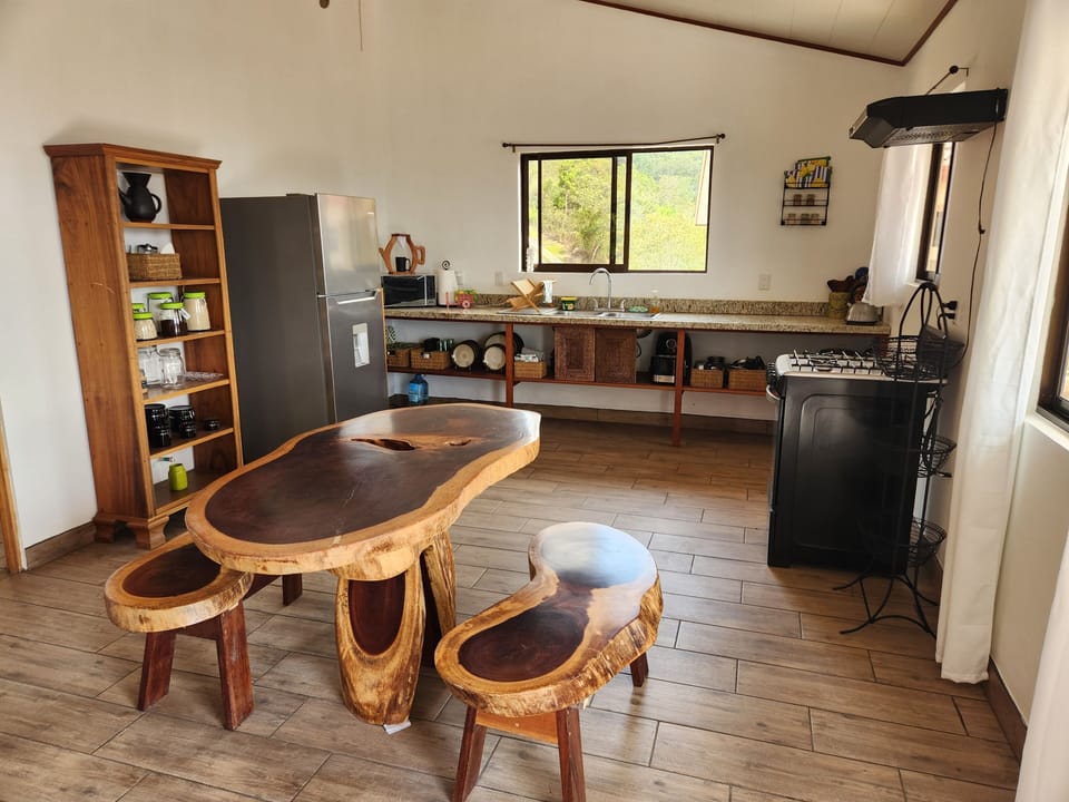 Fully equipped kitchen with breakfast items, spices and basic ingredients. 