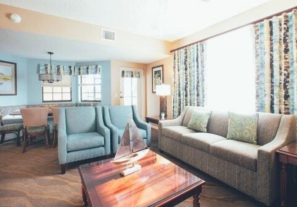 Stretch out in the bright living room after a full day.