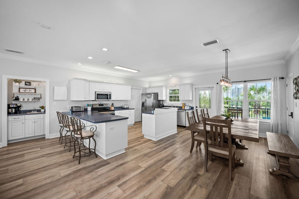 Ready to entertain kitchen and dining and coffee bar.