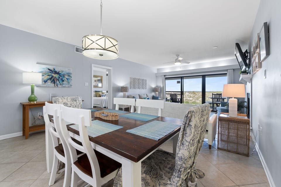 Dining table with seating for six
