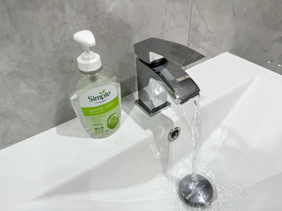 Sleek Basin with Gentle Waterfall Tap