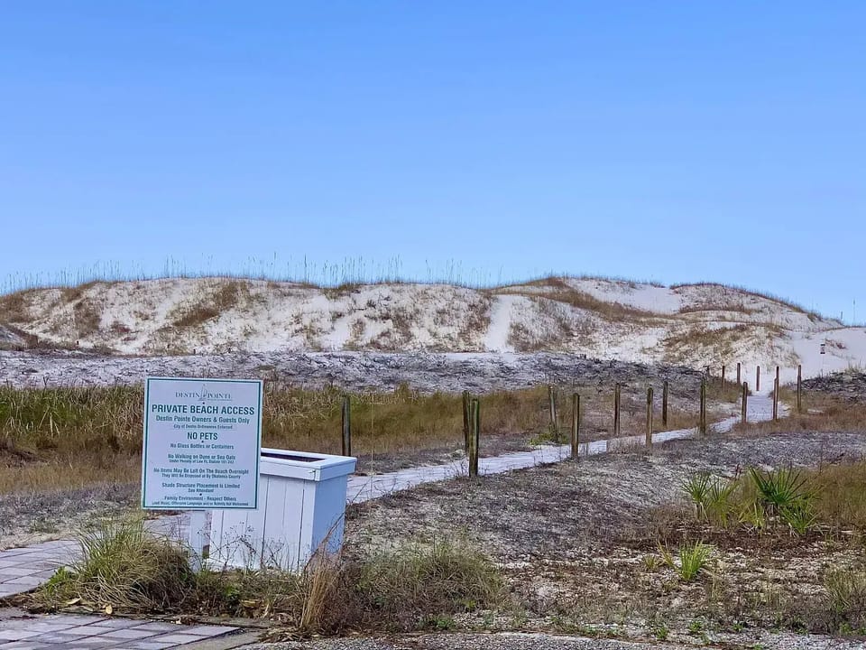One of the private beach access points in the development. Beautiful Destin beaches just over dunes.