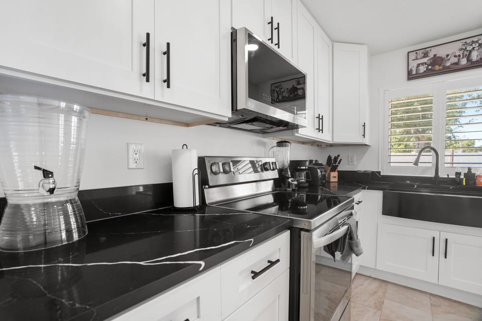 Up-to-date appliances, cookware, and dining essentials