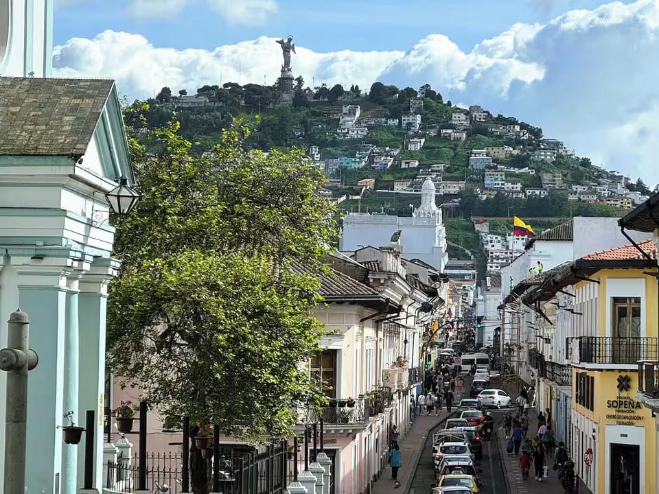 A view of La Virgen del Panecillo from the end of our street.