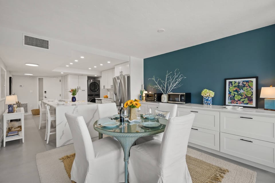 Chic and simple – a perfect space for morning coffee or sunset dinners.