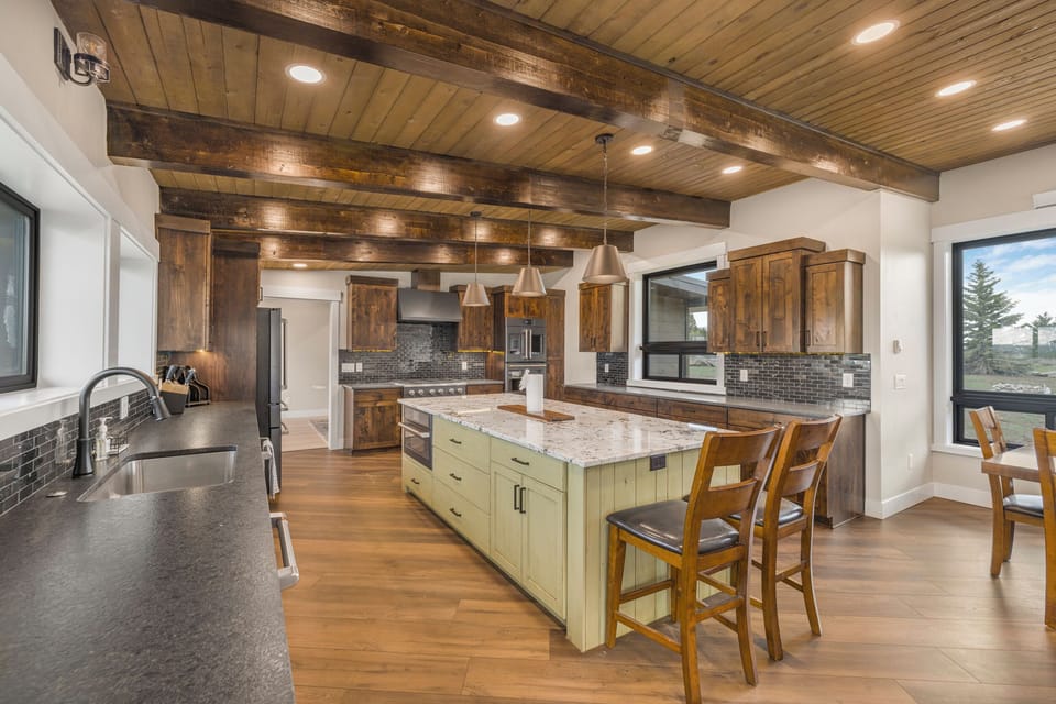 Large kitchen for guests to gather around and cook in the brand new kitchen!