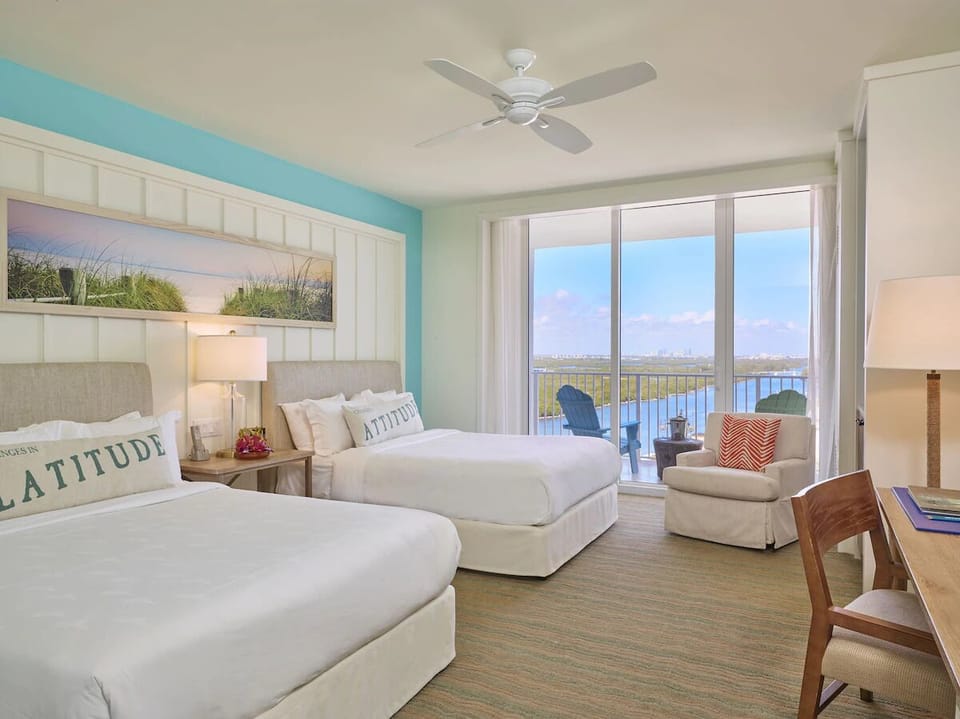 Sleep comfortably with calming views framed by wide windows.