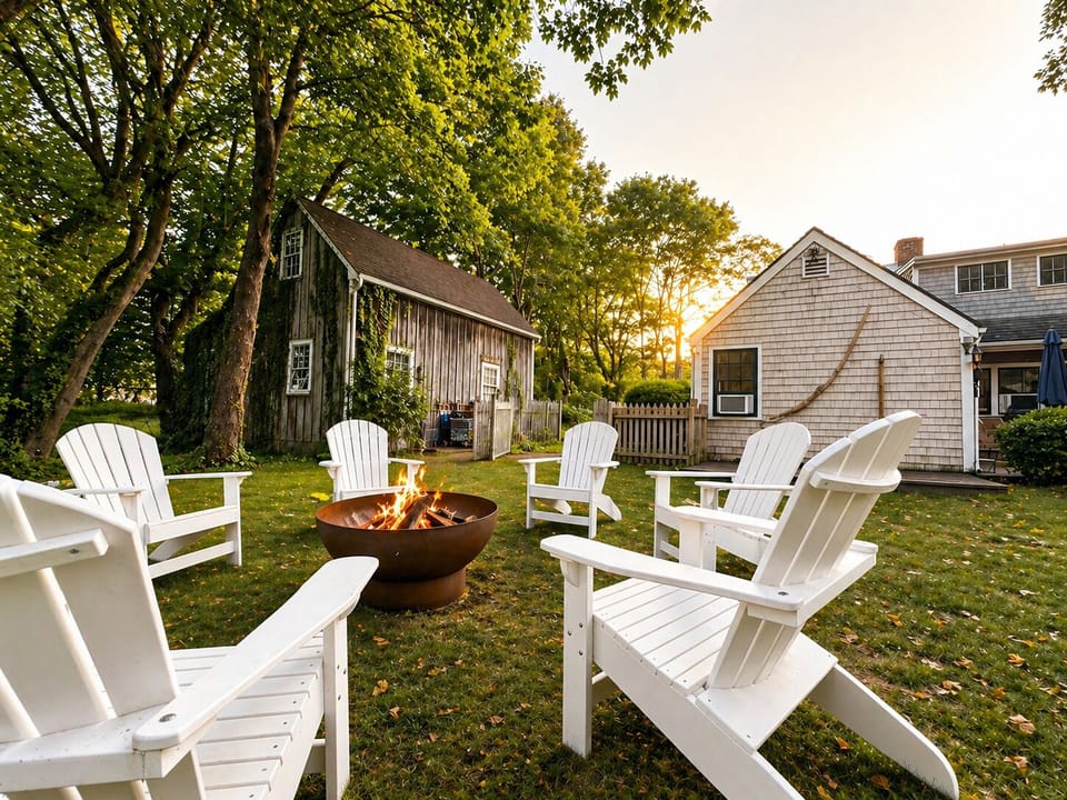 Backyard fire pit area