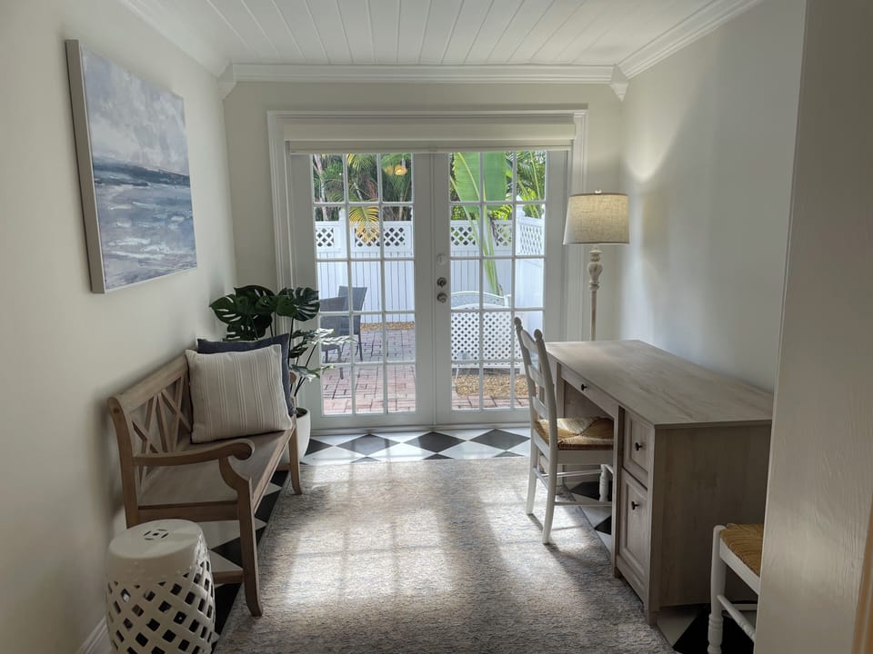 Office and french doors to outdoor patio