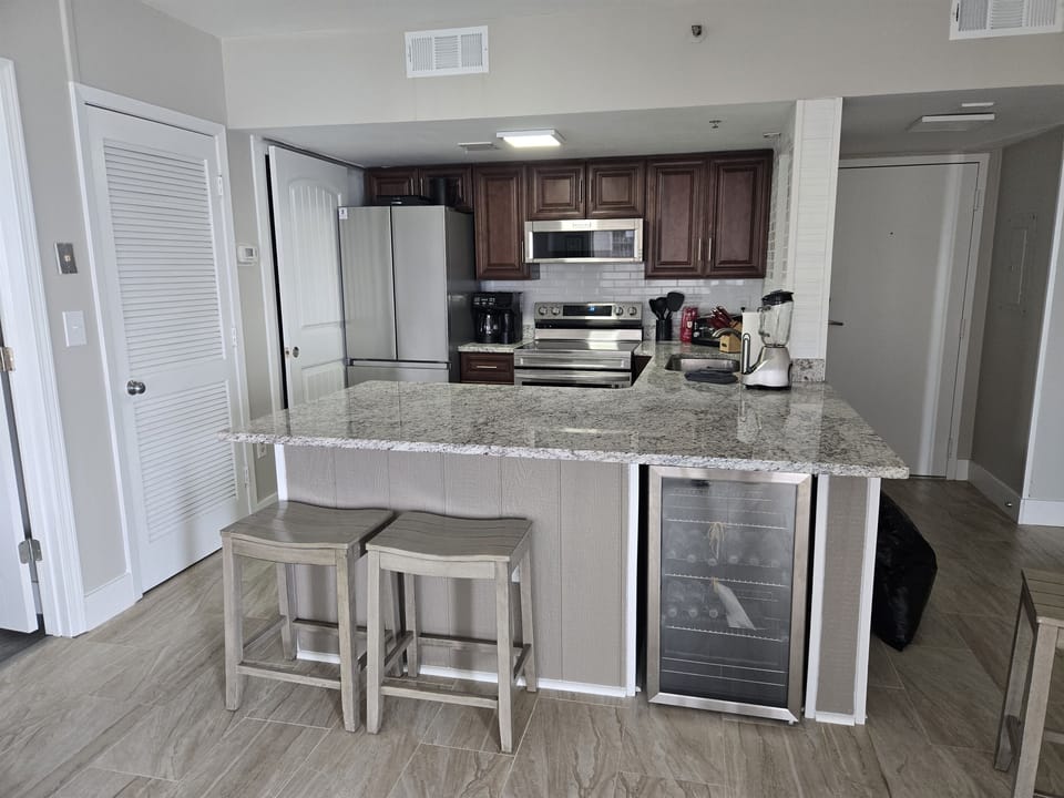 Entertaining Island with beverage fridge