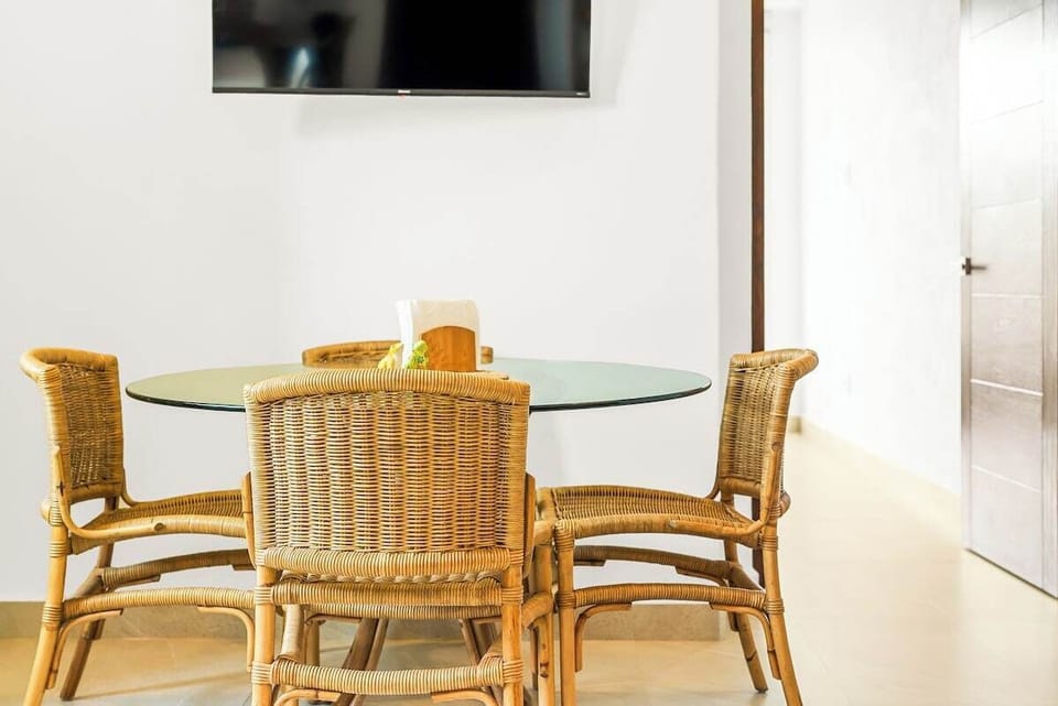 A table set for four is perfect for shared meals and conversations.