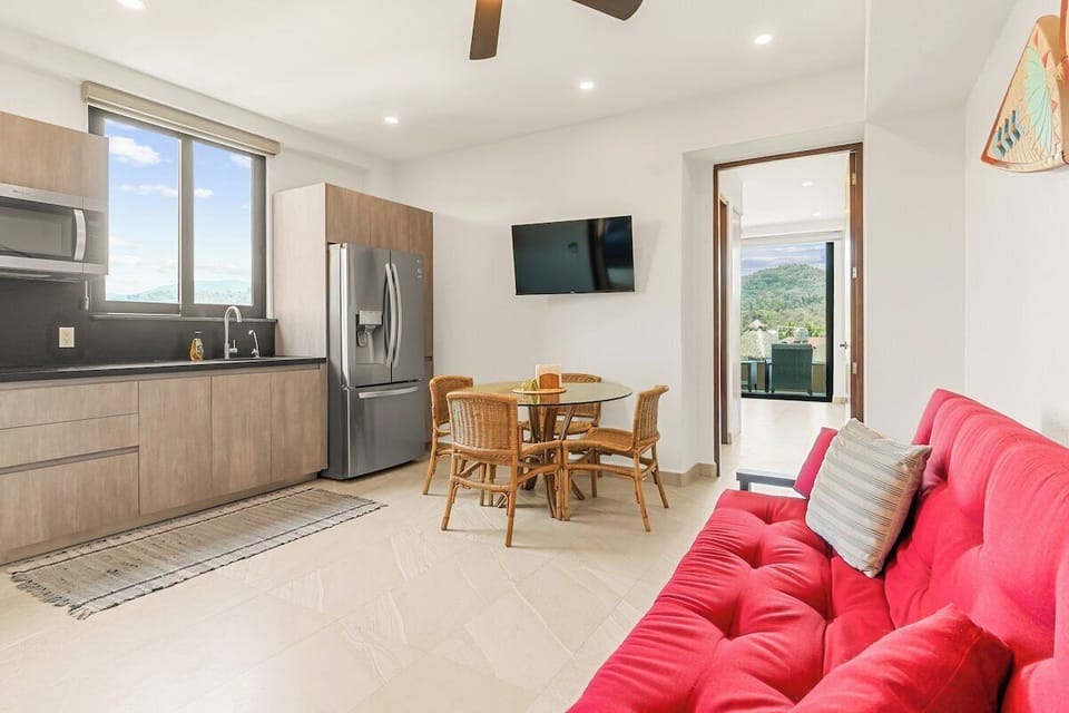 Tortugas features a clever split-floor design, with bedrooms at opposite ends centered around a communal living and kitchen space.
