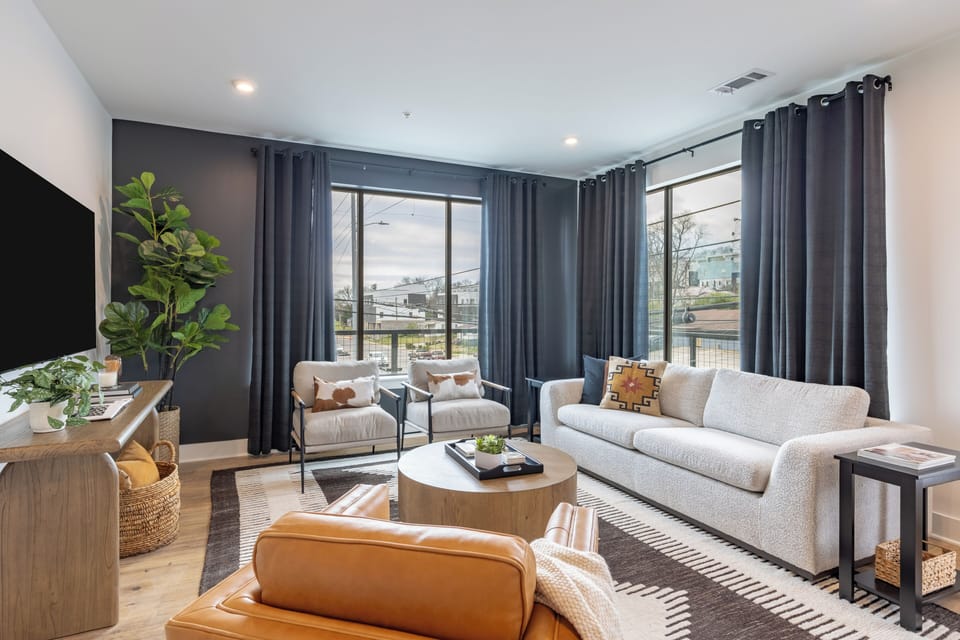 Sleeper sofa available for flexible sleeping arrangements.