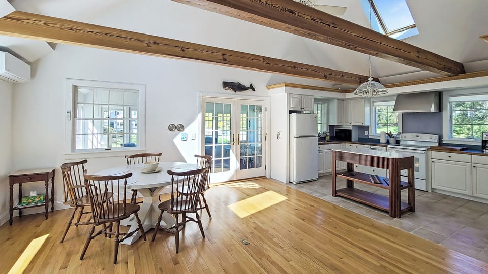 Kitchen and dining area is a beautiful and bright space