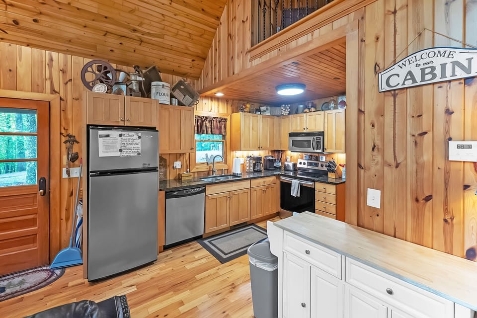 Indoors, Hardwood, Kitchen, Stained Wood, Appliance