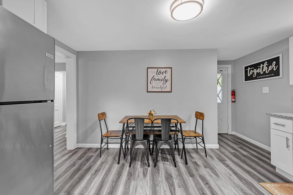 Floor, Flooring, Indoors, Dining Room, Dining Table