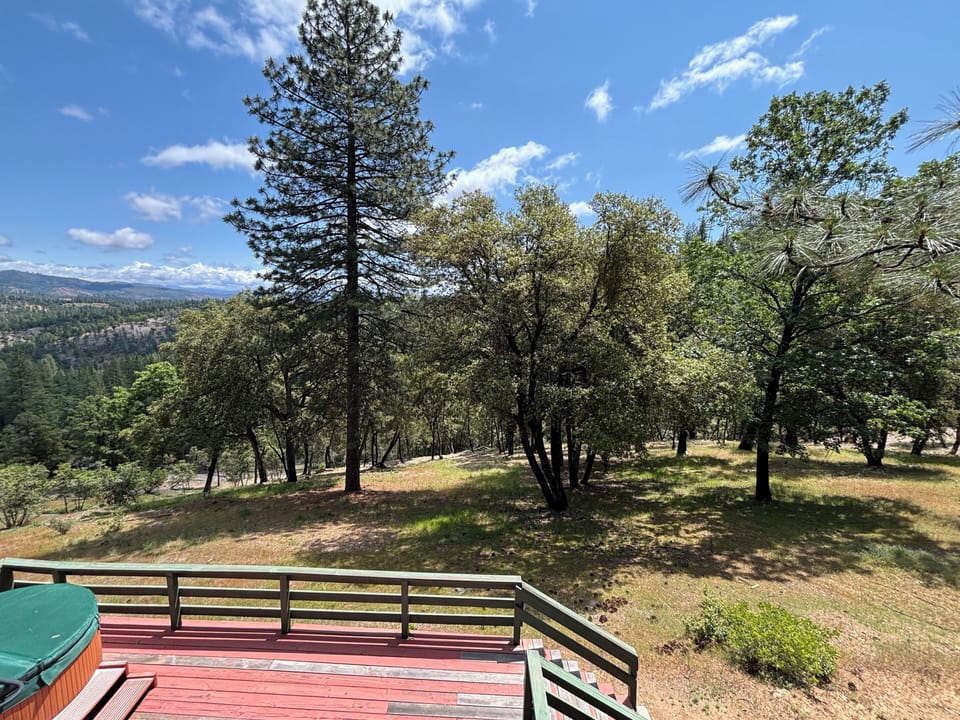 896 square foot downstairs deck with access to 5 acre property