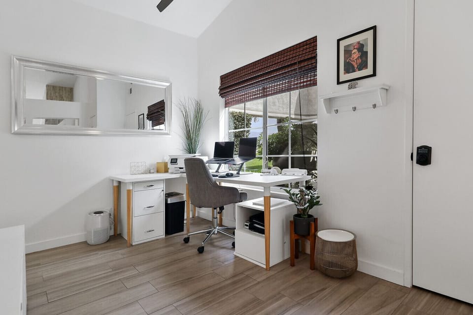 Home office equipped with printer and stationary