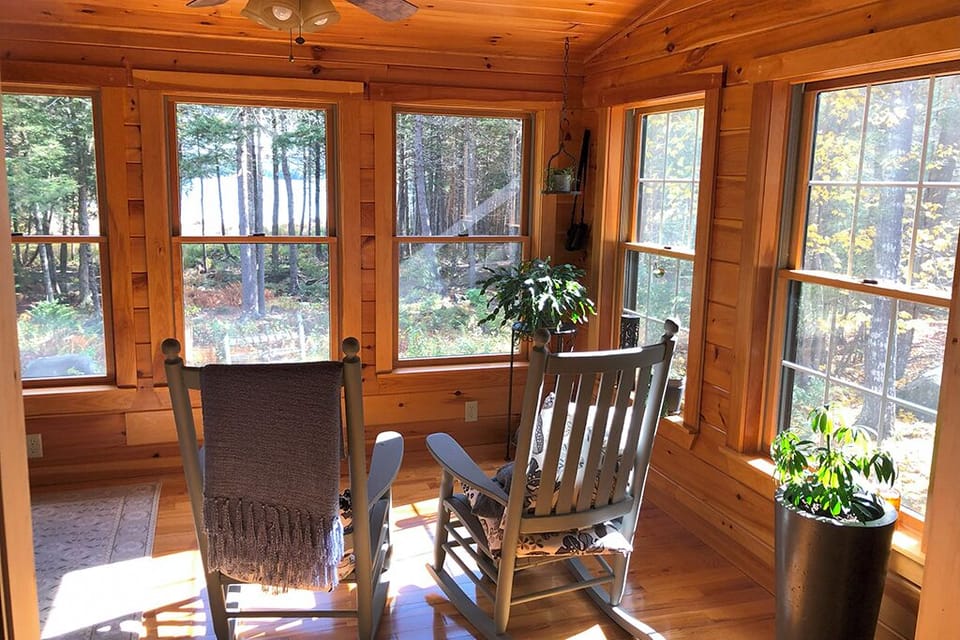 Rockers in the sunroom for reading, relaxing, and birdwatching.