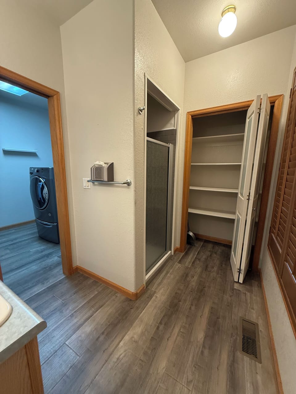 Shower bathroom off living room