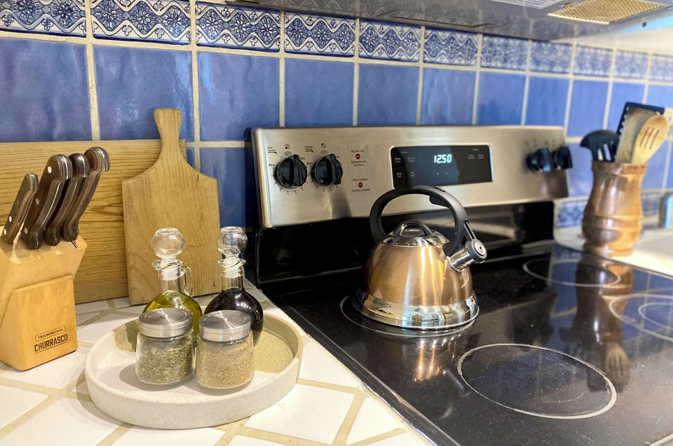 The warm character of the kitchen feels both lived-in and indulgent