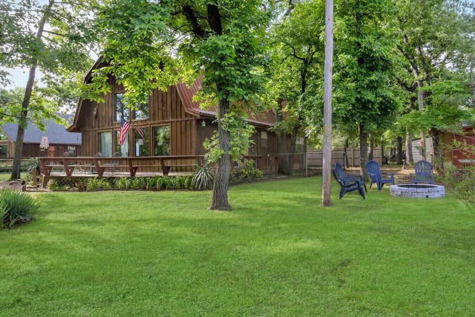 Exterior with large yard and fire pit