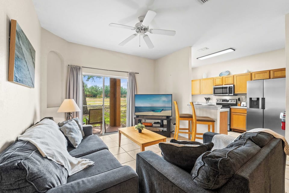 Curl up in the serene living room & stream your favorites on the smart TV