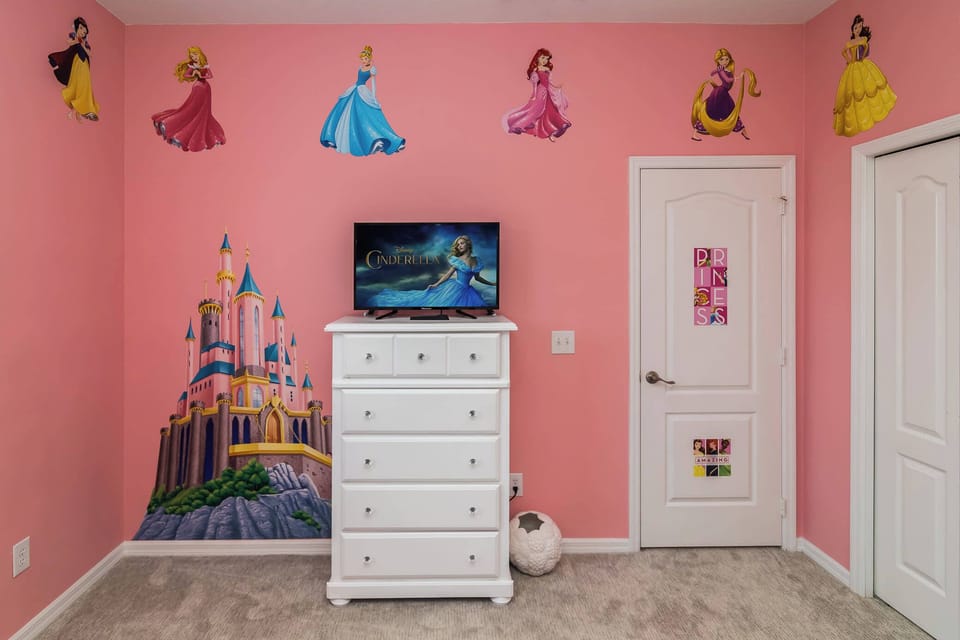 Bedroom 3 Princess themed with 2 Twin beds, and TV (2nd floor)