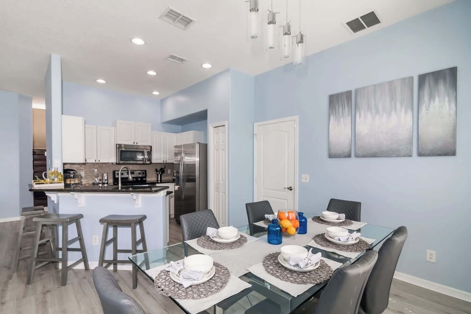 Dining table, and additional counter seating