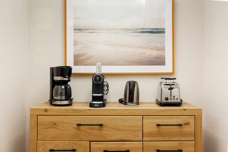 Modern Kitchen with Coffee Maker and Kettle