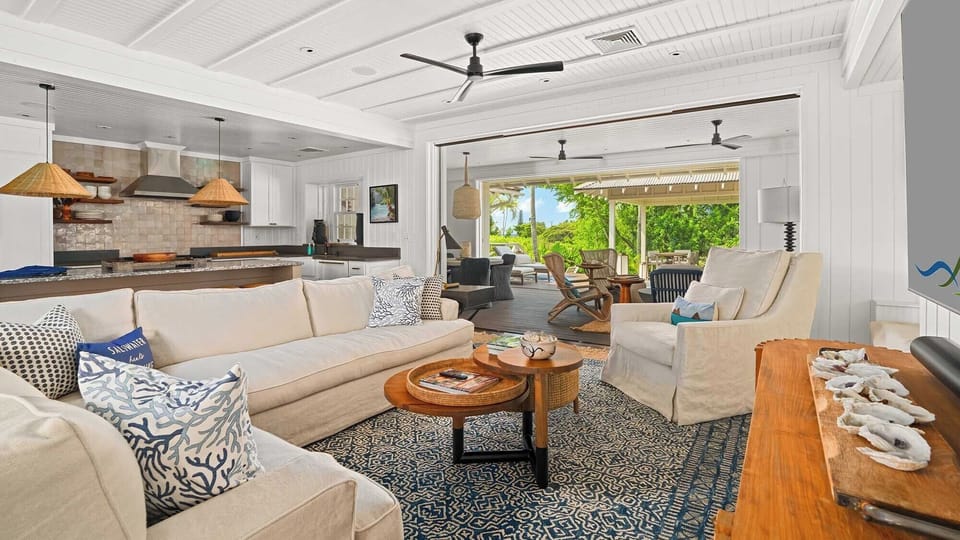 Kukuiula Makai Cottage #12 - Living Room & Lanai - Parrish Kauai