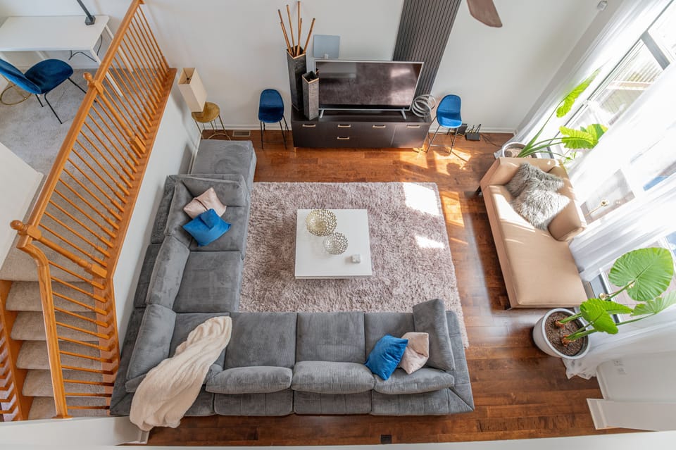 Open-concept layout means everyone can gather comfortably in one space.